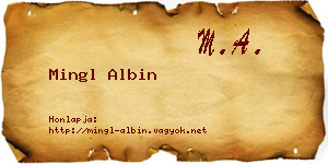 Mingl Albin névjegykártya